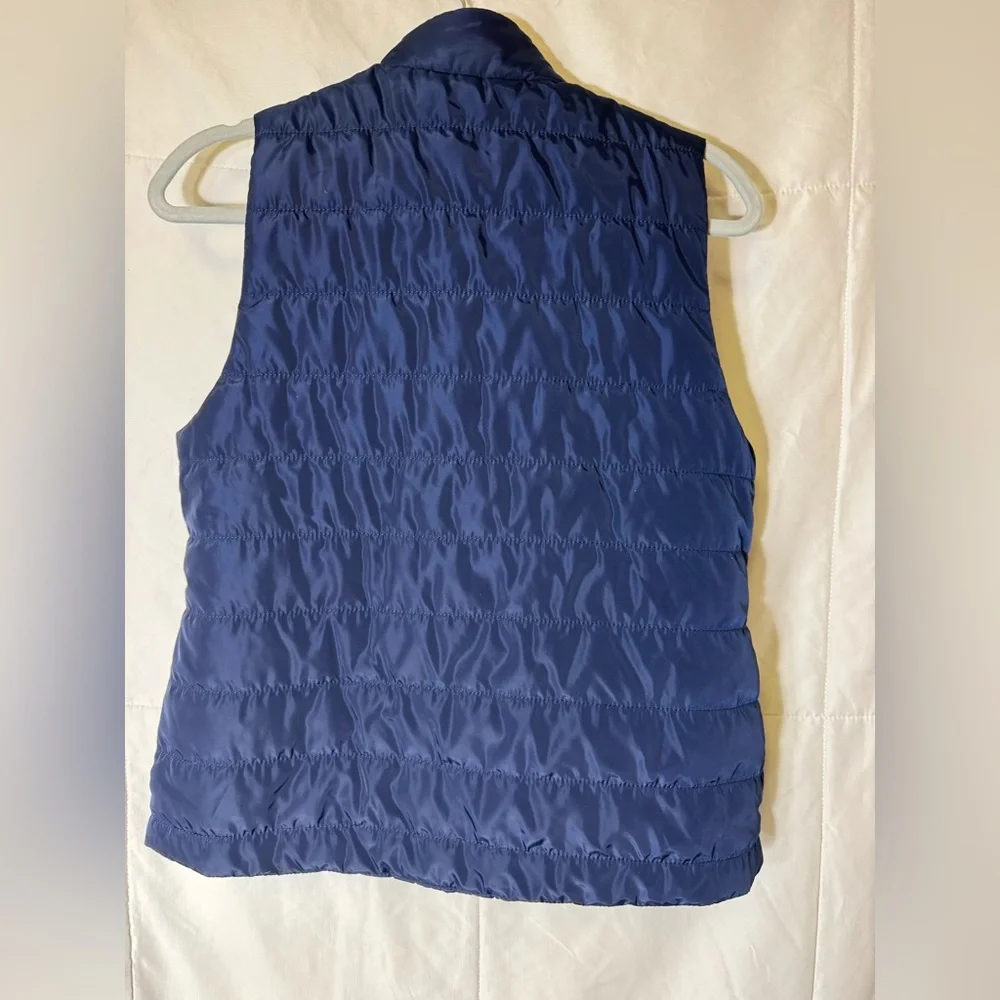 Michael Michael Kors Navy Quilted Puffer Vest Women’s Small Gold Snap‎ Front